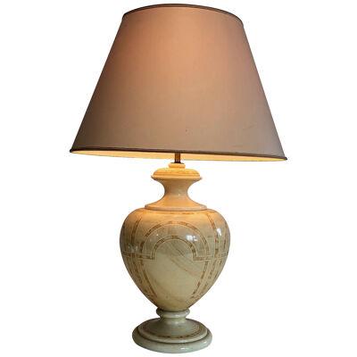 Eggshell Lacquered Table Lamp with Interlacing. Circa 1970