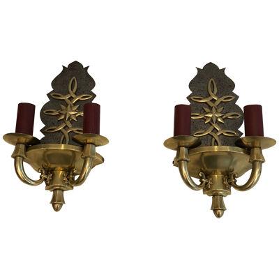 Pair of Art Deco Wall Lights in the style of Jules Leleu