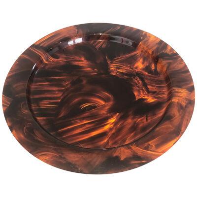 Faux Turtle-Shell Lucite Round Tray