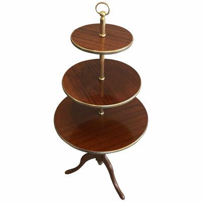 Neoclassical Style 3 Tiers Mahogany and Brass Round Table