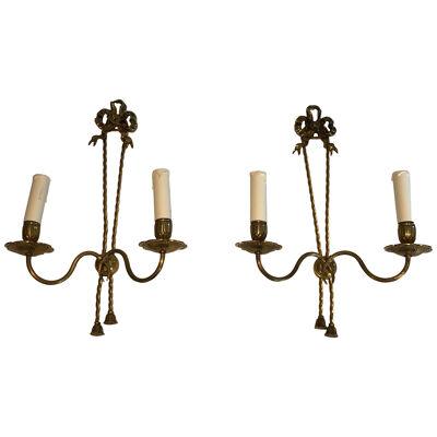 Pair of Louis the 16th Style Bronze Wall Lights