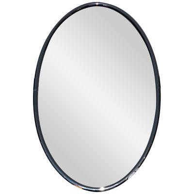 Chromed Oval Mirror in the Art Deco Style