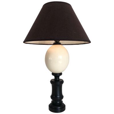 Blackened Wood and Ostrich Egg Table Lamp
