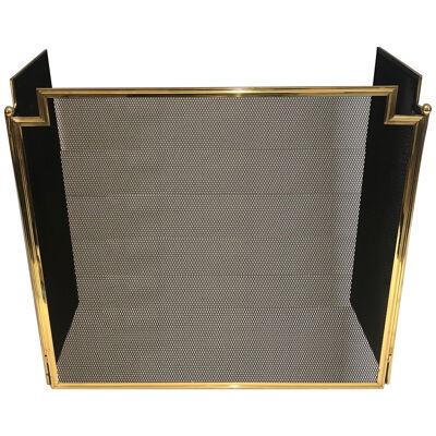 Louis the 16th Style Brass and Grilling Fireplace Screen