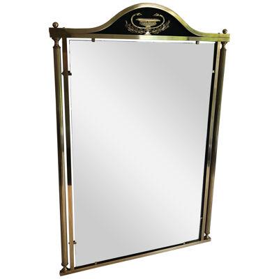 Neoclassical Style Brass and Lacquered Metal Mirror with Cup and Swan Necks
