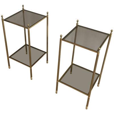 Pair of Neoclassical Style Brass Side Tables by Maison Jansen. 
