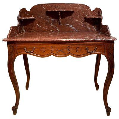 Marble-Top Washstand Dry Sink with Marble Surround and Shelves, French