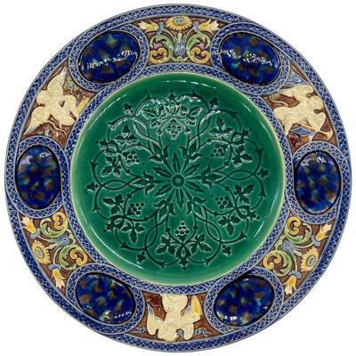 Minton Majolica Medieval Style Large Cabinet Plate, Dated 1867