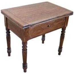 19th Century Italian L Philippe Kitchen Table in Poplar Wood with Opening Top
