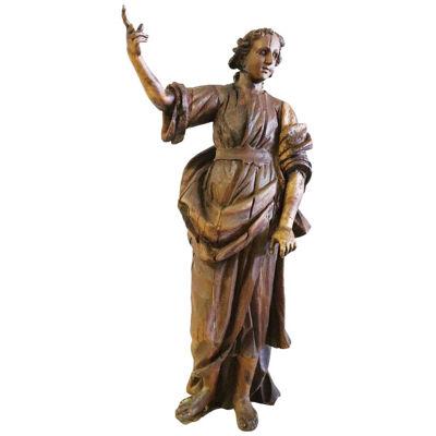 18th Century Wood Italian Antique Religious Saint Sculpture