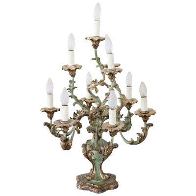 Early 20th Century Italian Baroque Style Carved and Lacquered Wood Table Lamp