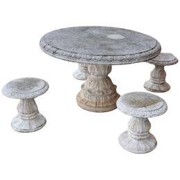 Italian Neoclassical Garden Table with Four Stools