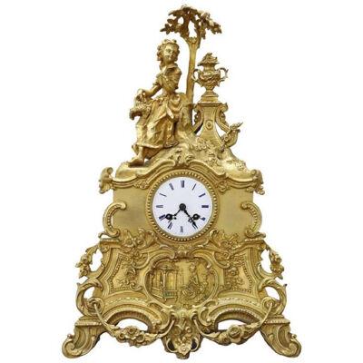 19th Century Ormolu Gilt Bronze Antique Table Clock