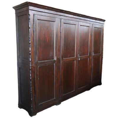 19th Century Louis Philippe Solid Poplar and Fir Wood Antique Large Wardrobe