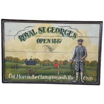 Vintage Hand Painted on Wood Historic Golf Club Sign