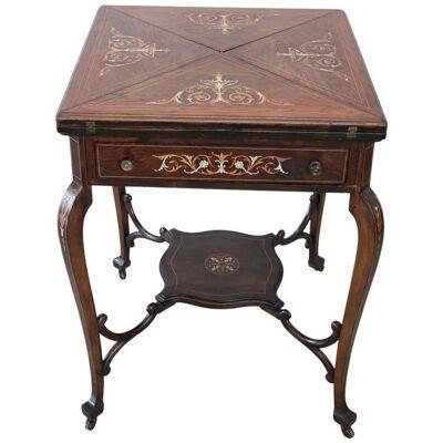 20th Century Louis XV Inlaid Wood Game Table