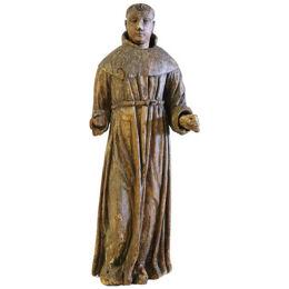 early 17th Century Italian Antique Religious Sculpture of Saint Francis in Wood