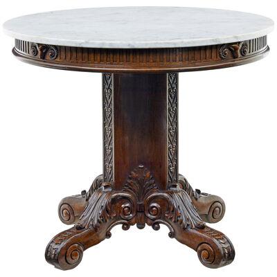 19TH CENTURY CARVED OAK AND MARBLE CENTER TABLE