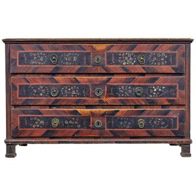 LARGE HAND PAINTED 19TH CENTURY CHEST OF DRAWERS