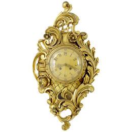 20TH CENTURY SWEDISH GILT CARVED WOOD WALL CLOCK BY WESTERSTRAND