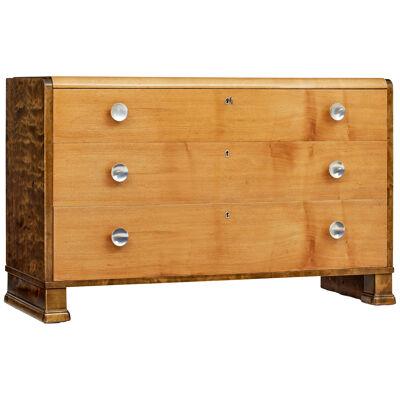 MID 20TH CENTURY ELM AND BIRCH SCANDINAVIAN CHEST OF DRAWERS