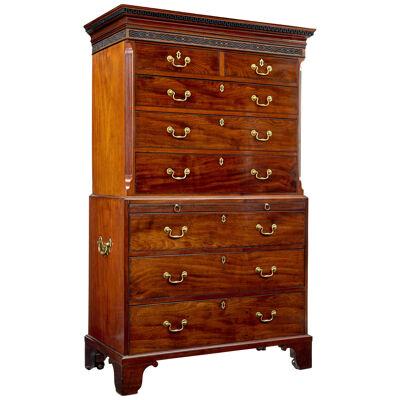 EARLY 19TH CENTURY CHANNEL ISLAND MAHOGANY CHEST ON CHEST