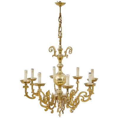 LARGE EARLY 20TH CENTURY 8 ARM BRASS CHANDELIER