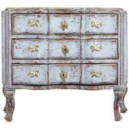 EARLY 19TH CENTURY SWEDISH PAINTED BAROQUE REVIVAL CHEST OF DRAWERS