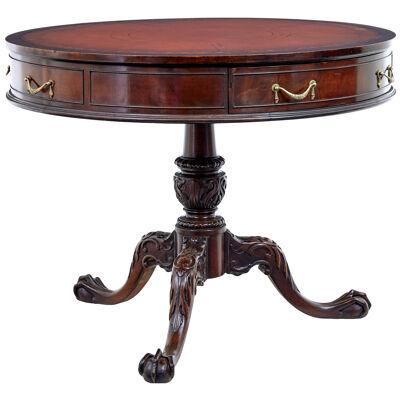 MID 20TH CENTURY AMERICAN IMPERIAL MAHOGANY DRUM TABLE