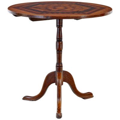 19TH CENTURY INLAID OAK ROUND OCCASIONAL TABLE