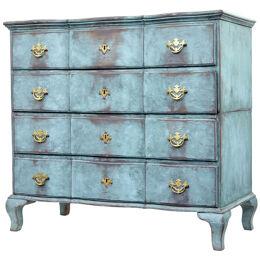 18TH CENTURY PAINTED OAK SCANDINAVIAN BAROQUE CHEST OF DRAWERS