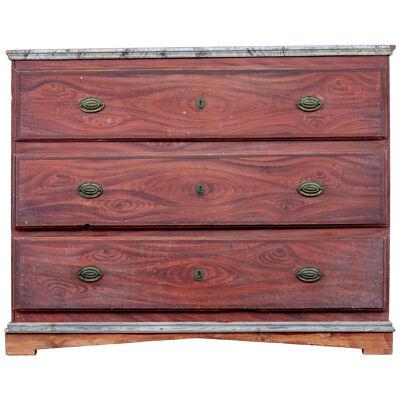 19TH CENTURY HAND PAINTED SWEDISH CHEST OF DRAWERS