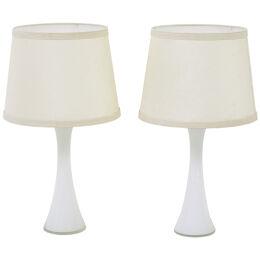 PAIR OF 1960’s WHITE GLASS TABLE LAMPS BY BERGBOMS