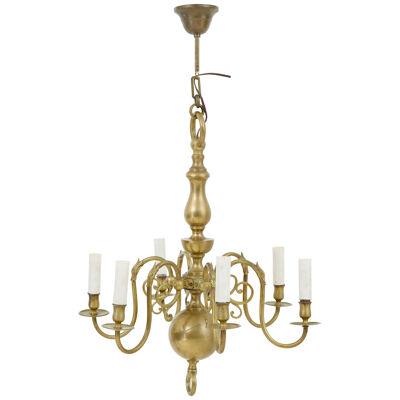 EARLY 20TH CENTURY 6 ARM BRASS CHANDELIER