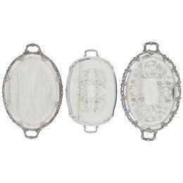 COLLECTION OF 3 SILVER PLATE ORNATE TRAYS
