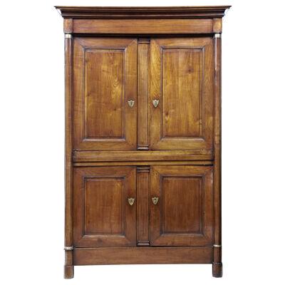 19TH CENTURY FRENCH EMPIRE FRUITWOOD ARMOIRE CUPBOARD