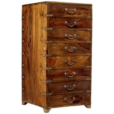 19TH CENTURY TALL CAMPAIGN CHEST OF DRAWERS
