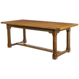 ENGLISH MADE GOLDEN OAK REFECTORY DINING TABLE