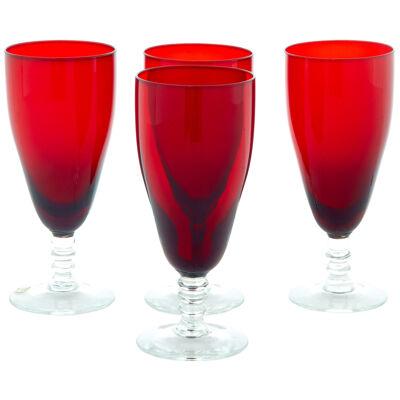 SET OF 4 1950's SCANDINAVIAN RED WINE GLASSES BY MONICA BRATT