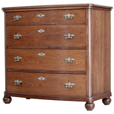19TH CENTURY BOWFRONT OAK CHEST OF DRAWERS