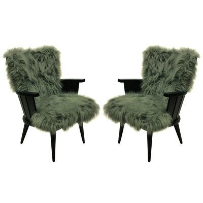 A PAIR OF UNUSUAL FRENCH MID-CENTURY ARMCHAIRS