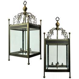 A PAIR OF MONUMENTAL LANTERNS DESIGNED FOR THE ST PANCRAS HOTEL