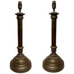 A PAIR OF ENGLISH ADAM STYLE BRONZE TABLE LAMPS