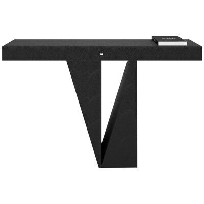 FELIX SCHWAKE Console-Table Wood, Black 140x34x83cm Triangular Leg Handcrafted
