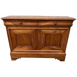 French Low Buffet Louis Philippe Solid Walnut Mid 19th