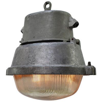 Gray metal Vintage Industrial Oval Holophane Glass Street Light