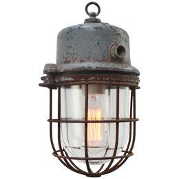 Gray Metal Vintage Industrial Clear Glass Pendant Lights