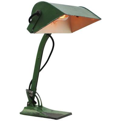 Green Metal Cast Iron Banker's Table Desk Lamp 