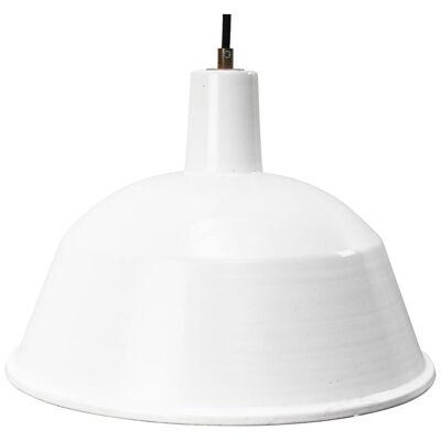 White Enamel Vintage Industrial Pendant Lights NOS - 29 in stock
