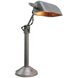 Silver Aluminum Vintage Industrial Banker Light Table Desk Light